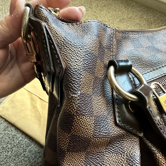 Authentic Louis Vuitton Damier Ebene Evora MM Adjustable Handbag Tote RETIRED - Picture 10 of 16